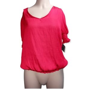 JWS COLLECTION flamingo pink silky blouse size small